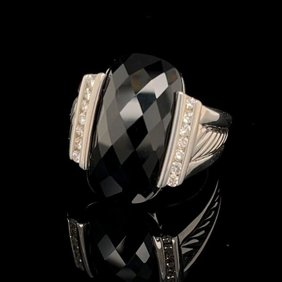 David Yurman Black Onyx Diamond Ring - Picture 2 of 7